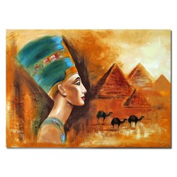  Obraz olejny ręcznie malowany 50x70cm Rzeźba i piramidy