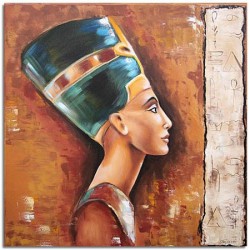  Obraz olejny ręcznie malowany 60x60cm Rzeźba królowej Nefertiti