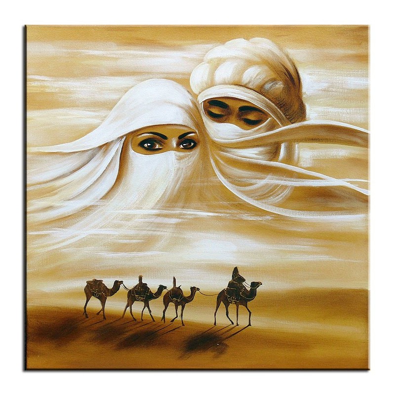  Obraz olejny ręcznie malowany 60x60cm Podróż przez pustynię