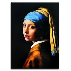  Obraz olejny ręcznie malowany na płótnie 50x70cm Jan Vermeer Dziewczyna z perłą kopia