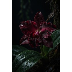  Obraz ręcznie malowany na płótnie Bordowa Orchidea