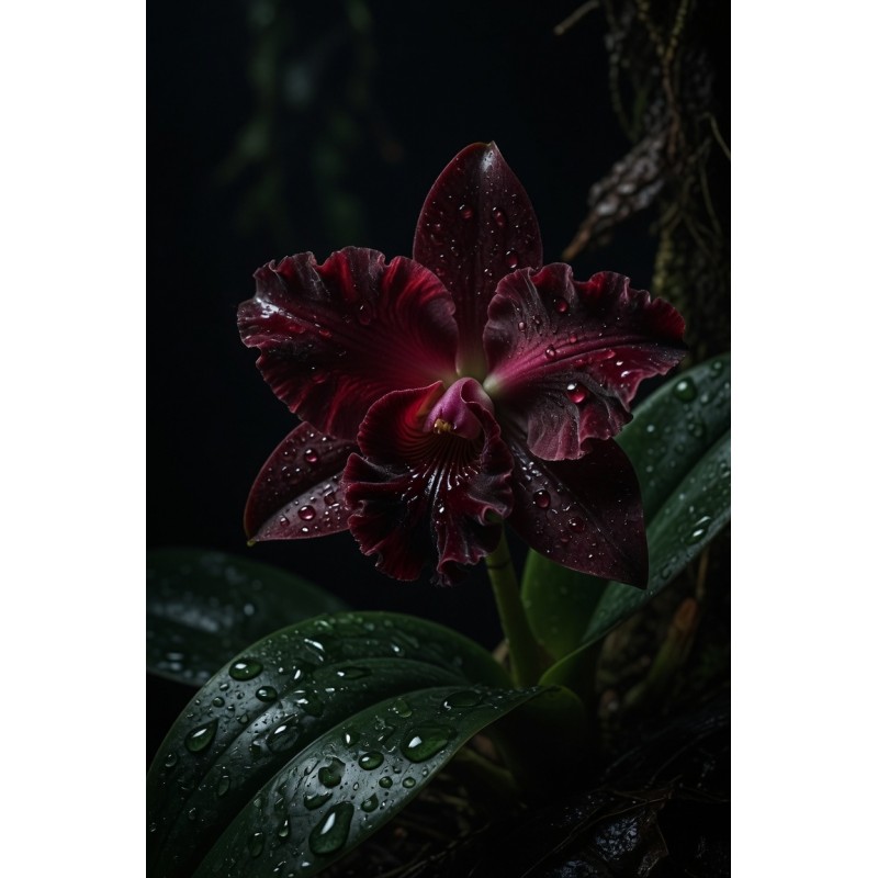  Obraz ręcznie malowany na płótnie Bordowa Orchidea
