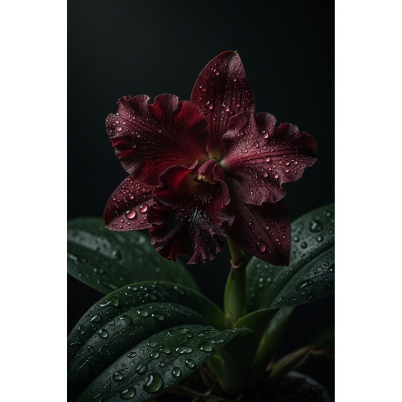  Obraz ręcznie malowany na płótnie Bordowa Orchidea