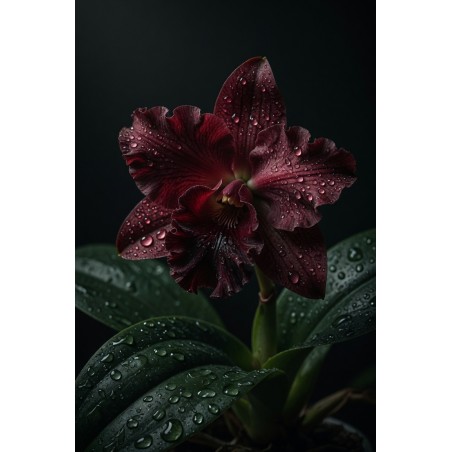  Obraz ręcznie malowany na płótnie Bordowa Orchidea