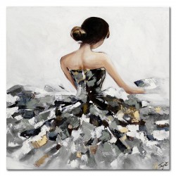  Obraz tańcząca Baletnica w szarej sukni 60x60cm obraz malowany na płótnie