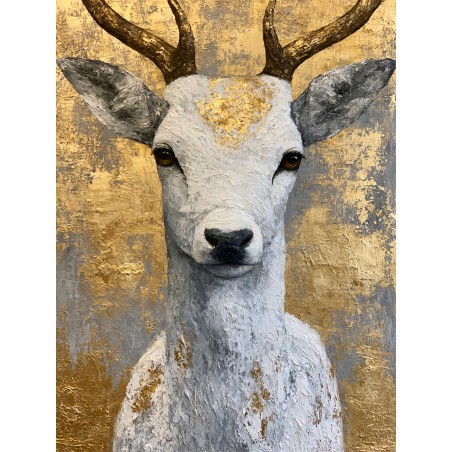  Obraz ręcznie malowany na płótnie Złoty Jeleń północy