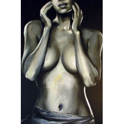  Obraz olejny ręcznie malowany na płótnie 60x90cm czarno-biała femme fatale