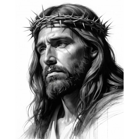  Obraz ręcznie malowany Jezus Chrystus w Koronie Cierniowej