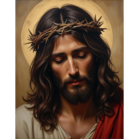 Obraz ręcznie malowany Jezus Chrystus w Koronie Cierniowej