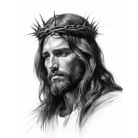  Obraz ręcznie malowany Jezus Chrystus w Koronie Cierniowej