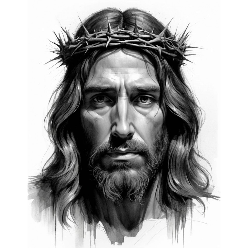  Obraz ręcznie malowany Jezus Chrystus w Koronie Cierniowej