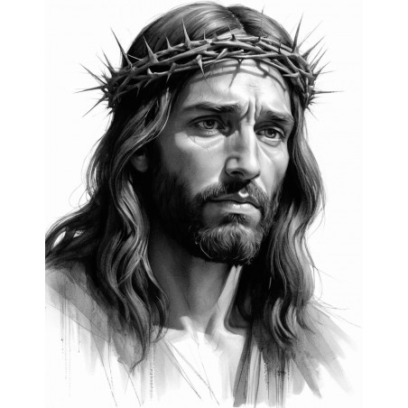  Obraz ręcznie malowany Jezus Chrystus w Koronie Cierniowej