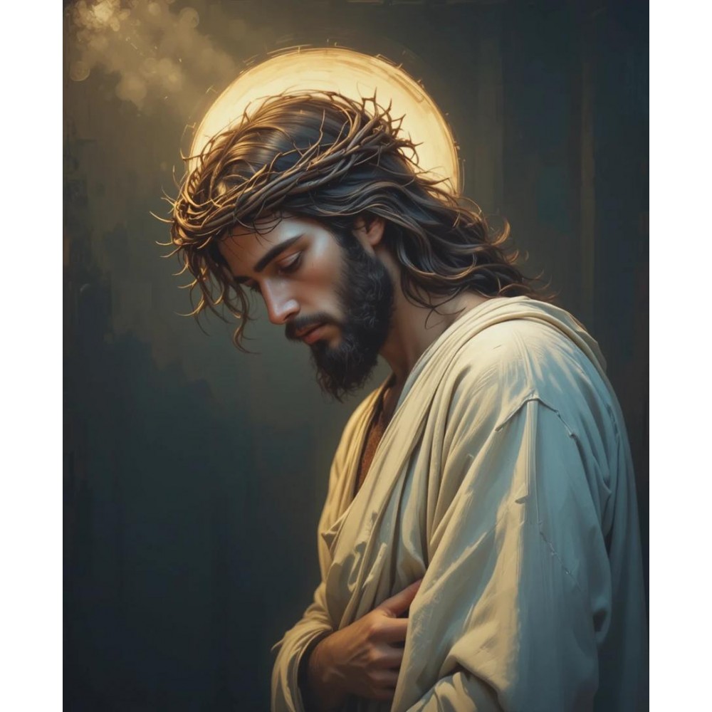  Obraz ręcznie malowany Jezus Chrystus w Koronie Cierniowej
