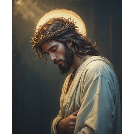  Obraz ręcznie malowany Jezus Chrystus w Koronie Cierniowej