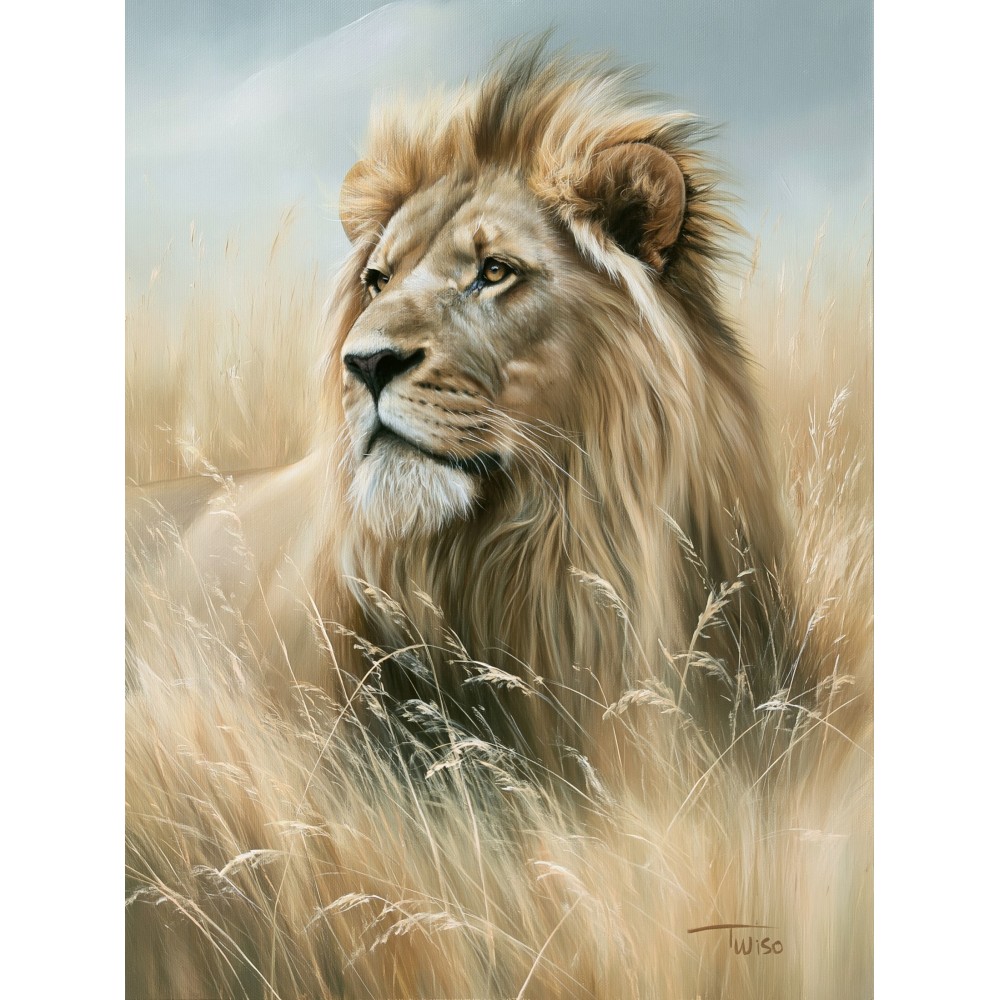  Obraz ręcznie malowany na płótnie Lew Król sawanny