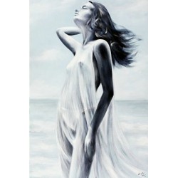  Obraz ręcznie malowany na płótnie 60x90cm akt kobiecy czarno-biały