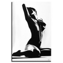  Obraz ręcznie malowany na płótnie 60x90cm naga kobieta akt czarno-biały