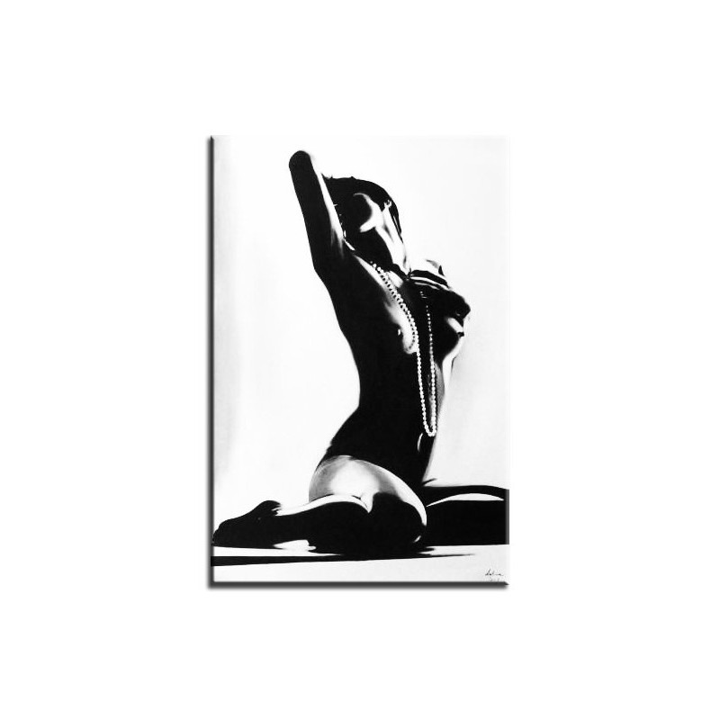  Obraz ręcznie malowany na płótnie 60x90cm naga kobieta akt czarno-biały