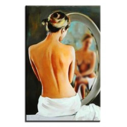  Obraz ręcznie malowany na płótnie 60x90cm naga kobieta w lustrze