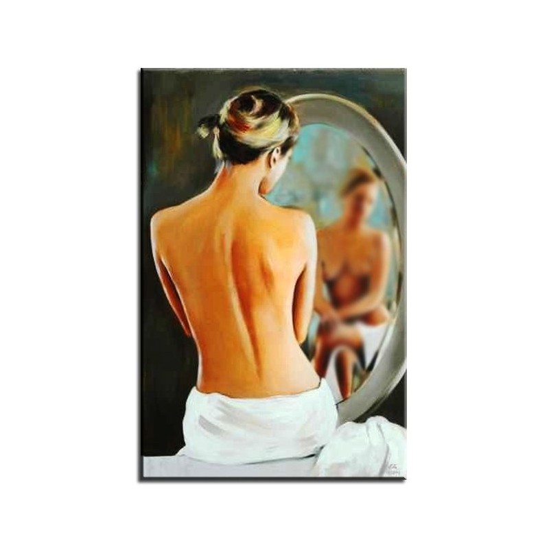  Obraz ręcznie malowany na płótnie 60x90cm naga kobieta w lustrze
