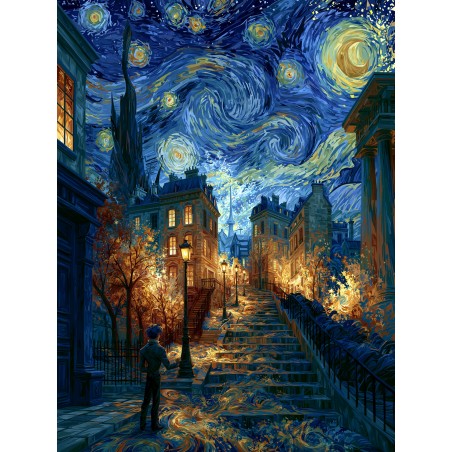  Obraz na płótnie Gwieździsta Noc Nad Miasteczkiem