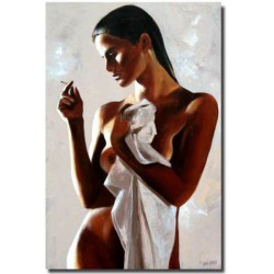  Obraz ręcznie malowany na płótnie 60x90cm naga kobieta z papierosem