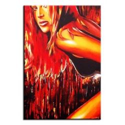  Obraz ręcznie malowany na płótnie 60x90cm kobieta w czerwieni