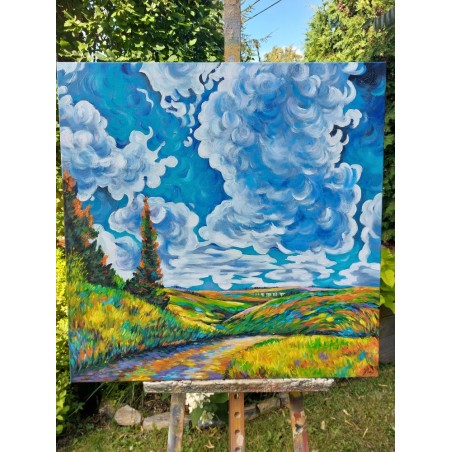  Obraz ręcznie malowany na płótnie Iris Scot The West Wind 80x80 cm