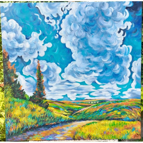  Obraz ręcznie malowany na płótnie Iris Scot The West Wind 80x80 cm