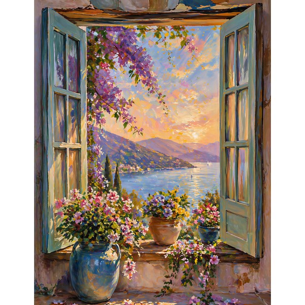  Obraz na płótnie Widok z okna na rzekę 70x90 cm