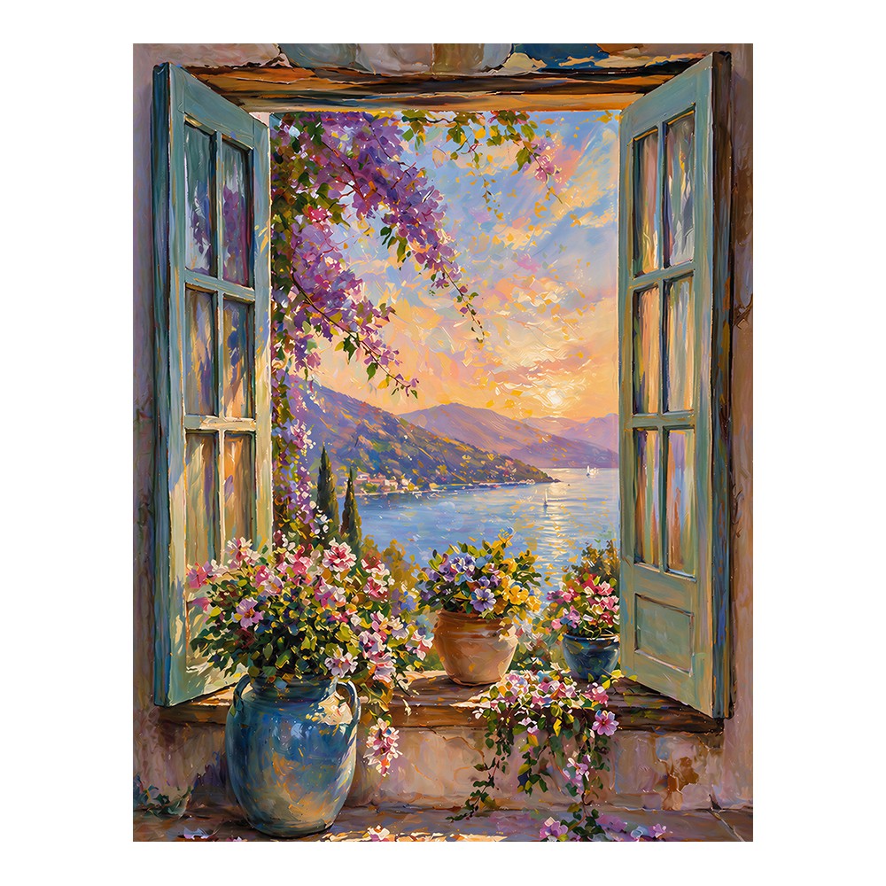  Obraz na płótnie Widok z okna na rzekę 70x90 cm