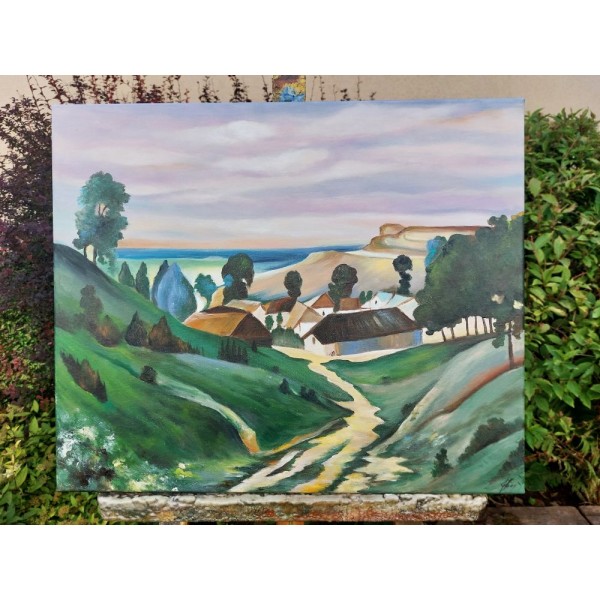  Obraz ręcznie malowany 50x60 Krajobraz Michalina Krzyżanowska Janowiec nad Wisłą