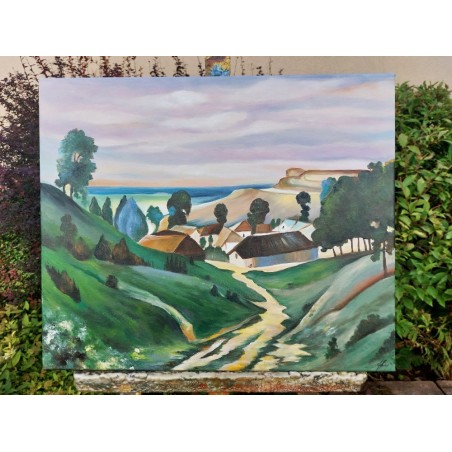  Obraz ręcznie malowany 50x60 Krajobraz Michalina Krzyżanowska Janowiec nad Wisłą
