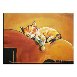  Obraz ręcznie malowany na płótnie 60x90cm śpiący Kotek