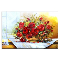  Obraz olejny ręcznie malowany 60x90cm Kwiaty w świetle dnia