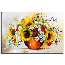  Obraz olejny ręcznie malowany 60x90cm Promienne kwiaty